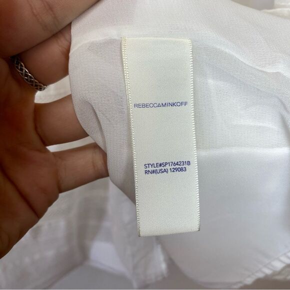 REBECCA MINKOFF Rose Flutter Sleeve Babydoll Lace Mini Dress White Sz Small - Picture 13 of 14